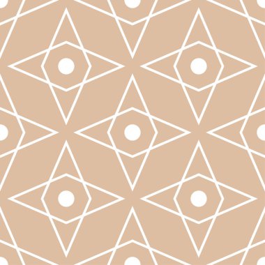 Bej ve beyaz geometrik süsleme. Web, Tekstil ve duvar kağıtları için seamless modeli