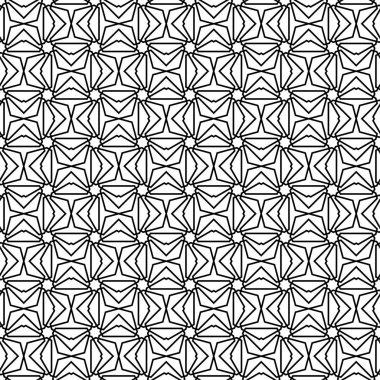 Beyaz arka planda siyah geometrik süsleme. Web, Tekstil ve duvar kağıtları için seamless modeli