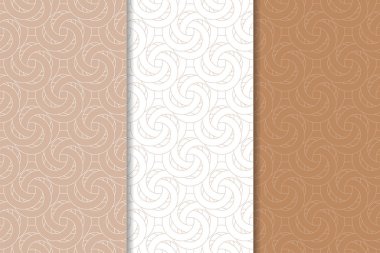 Kahverengi ve beyaz geometrik süsler. Web, Tekstil ve duvar kağıtları için dikişsiz desen seti