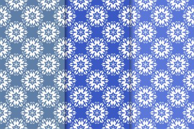 Mavi çiçekli süsler. Dikey Dikişsiz desen seti. Duvar kağıdı arka plan