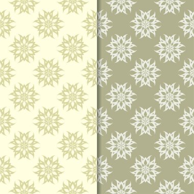 Zeytin yeşili çiçek arka planlar. Tekstil ve duvar kağıtları için dikişsiz desen seti