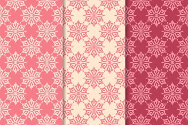 Kırmızı çiçekli süsler kümesi. Kiraz pembe dikey Dikişsiz desen. Duvar kağıdı arka plan