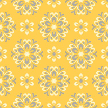 Çiçek arka plan. Sarı gri ve beyaz Dikişsiz desen duvar kağıdı, Tekstil ve kumaş için