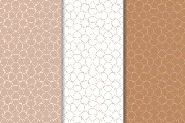 Kahverengi ve beyaz geometrik süsler. Web, Tekstil ve duvar kağıtları için dikişsiz desen seti