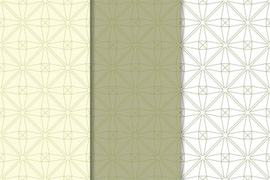 Zeytin yeşili ve web, Tekstil ve duvar kağıtları için geometrik Dikişsiz desen beyaz set