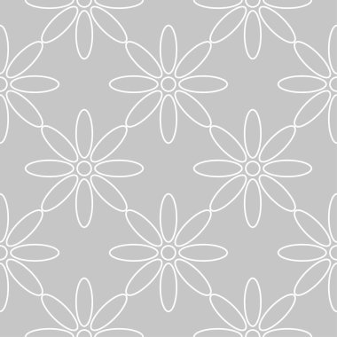 Gri arka plan üzerinde beyaz çiçek süsleme. Tekstil ve duvar kağıtları için seamless modeli