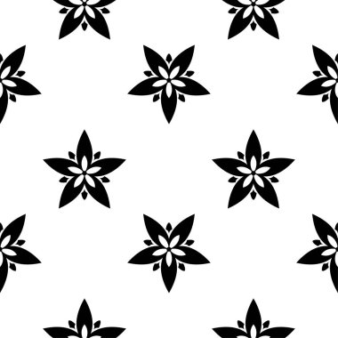 Beyaz arka planda siyah çiçek tasarım. Tekstil ve duvar kağıtları için seamless modeli