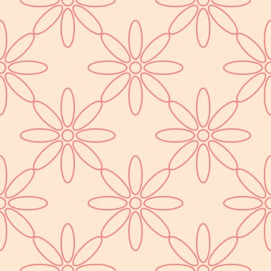Bej renkli arka plan üzerinde kırmızı çiçekli süs. Tekstil ve duvar kağıtları için seamless modeli