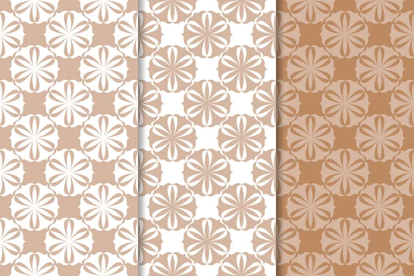 Kahverengi çiçek süsler. Tekstil ve duvar kağıtları için dikey Dikişsiz desen seti
