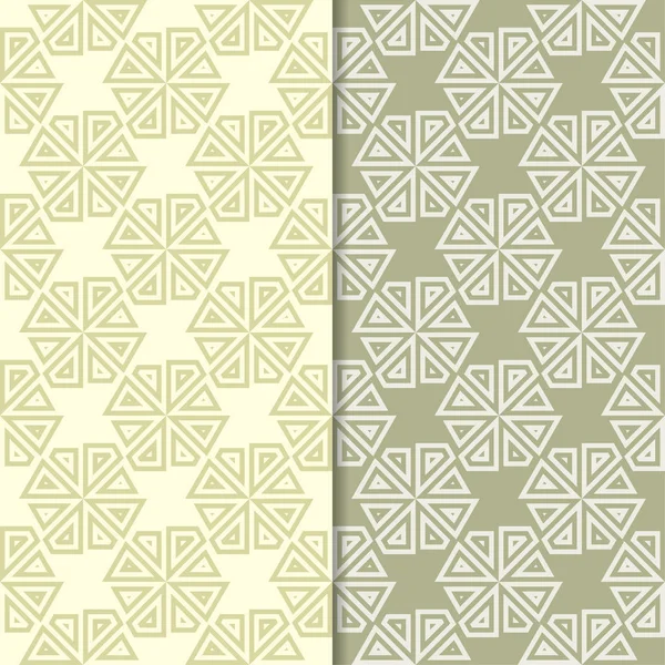 Zeytin yeşili geometrik süsler. Web, Tekstil ve duvar kağıtları için dikişsiz desen seti