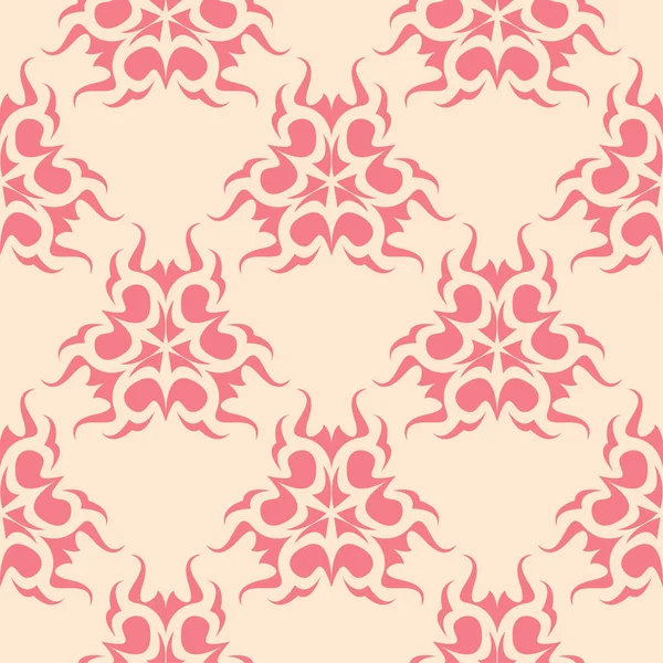 Roter Blumenschmuck Auf Beigem Hintergrund Nahtloses Muster Für Textilien Und — Stockvektor