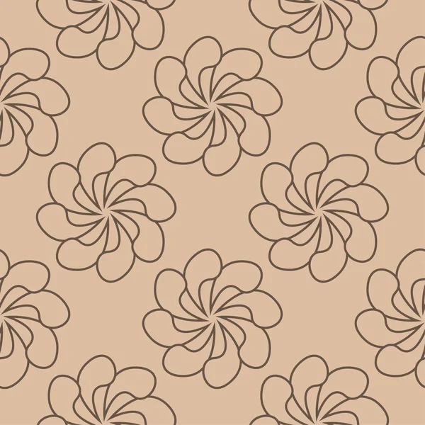 Bej renkli arka plan üzerinde kahverengi çiçek süsleme. Tekstil ve duvar kağıtları için seamless modeli