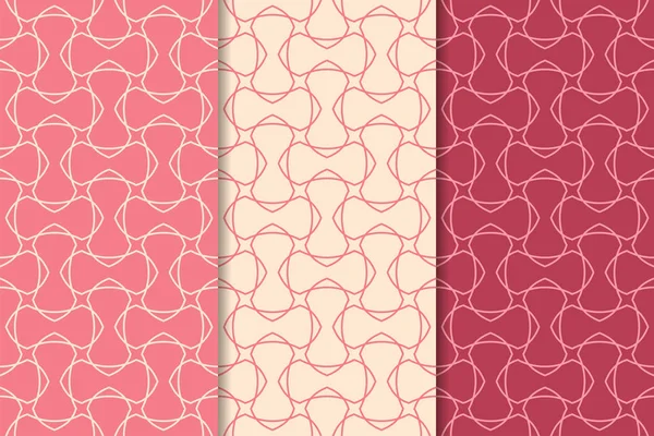 Kiraz kırmızısı geometrik süsler. Web, Tekstil ve duvar kağıtları için dikey Dikişsiz desen seti