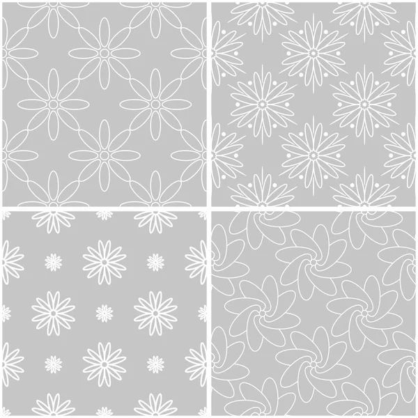 Çiçek desenleri. Tek renkli kesintisiz arka plan gri ve beyaz dizi. Vektör çizim