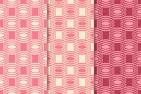 Kiraz kırmızısı geometrik süsler. Web, Tekstil ve duvar kağıtları için dikey Dikişsiz desen seti