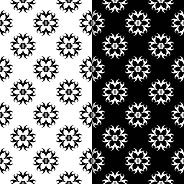 Siyah ve beyaz çiçek arka ayarlayın. Tekstil ve duvar kağıtları için dikişsiz desen