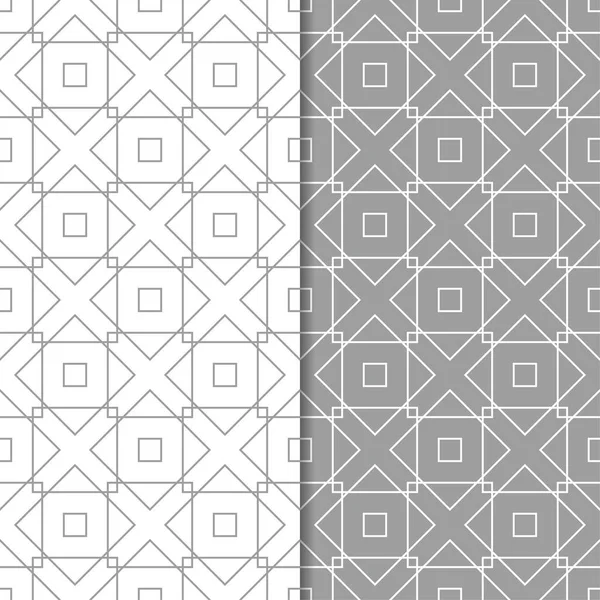 Gray White Geometric Set Seamless Patterns Web Textile Wallpapers — Stock Vector