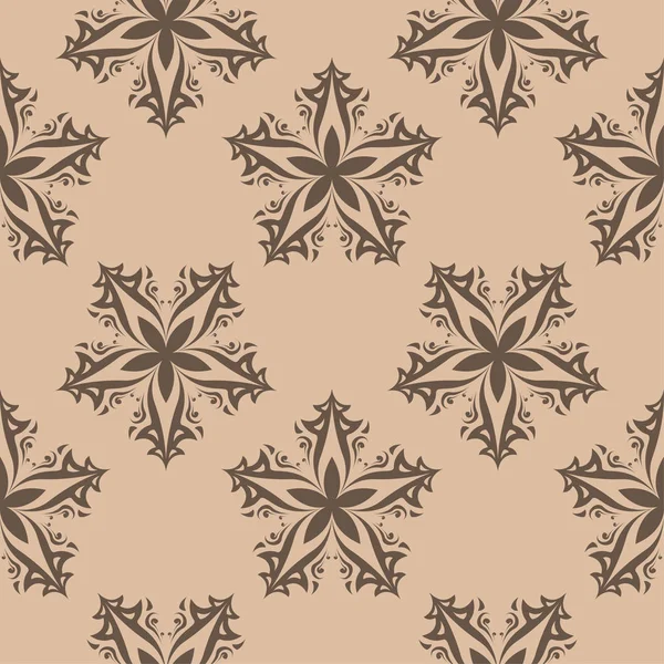 Bej renkli arka plan üzerinde kahverengi çiçek tasarım. Tekstil ve duvar kağıtları için seamless modeli