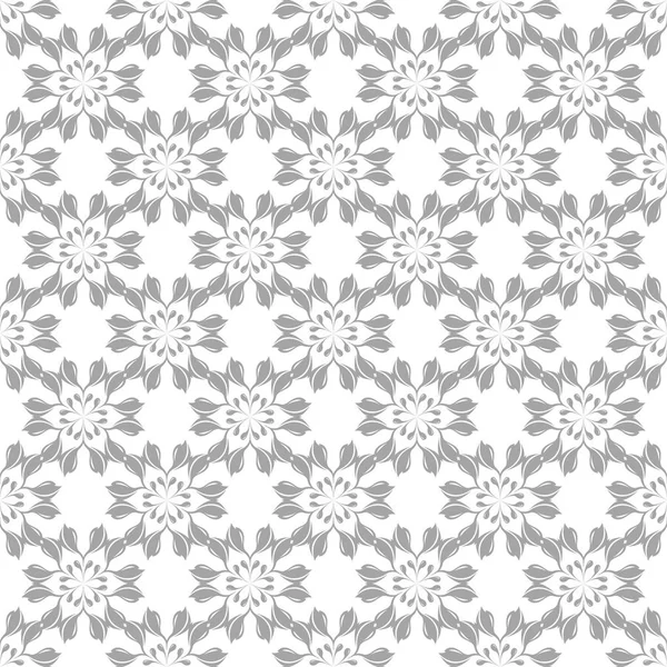 Işık gri çiçek sorunsuz süsleme beyaz arka plan üzerinde. Tekstil ve duvar kağıtları için seamless modeli