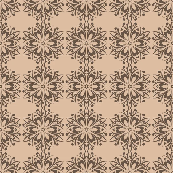 Brown Beige Floral Ornament Seamless Pattern Textile Wallpapers — Stock Vector