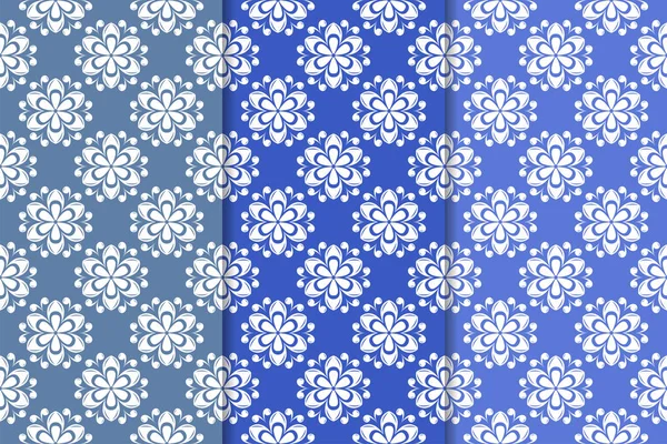 Çiçek süsler kümesi. Mavi dikey Dikişsiz desen. Duvar kağıdı arka plan