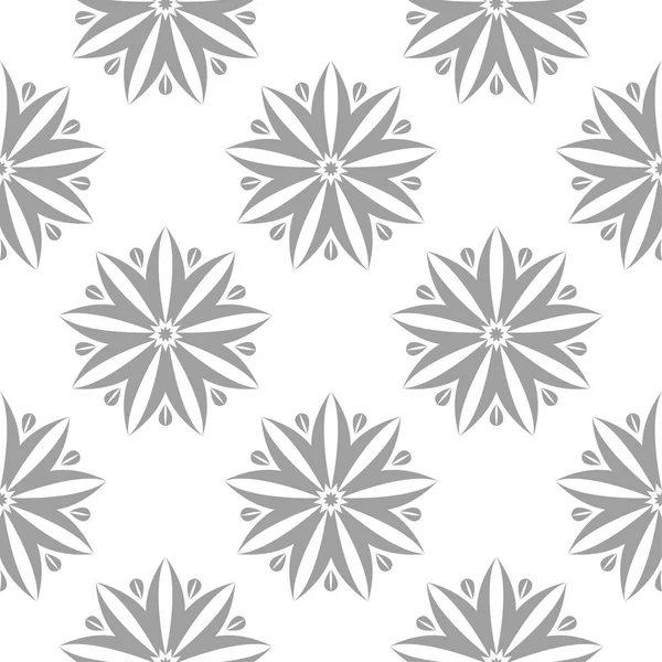 Adorno Floral Gris Claro Sobre Fondo Blanco Patrón Sin Costuras — Vector de stock