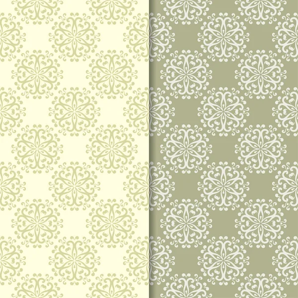 Zeytin yeşili çiçek arka planlar. Tekstil ve duvar kağıtları için dikişsiz desen seti