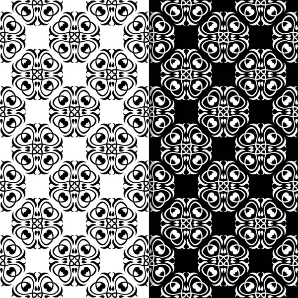 Siyah ve beyaz çiçek arka planlar. Tekstil ve duvar kağıtları için dikişsiz desen seti