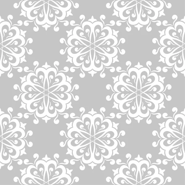 Weißes Blumenmuster Auf Grauem Hintergrund Nahtloses Muster Für Textilien Und — Stockvektor