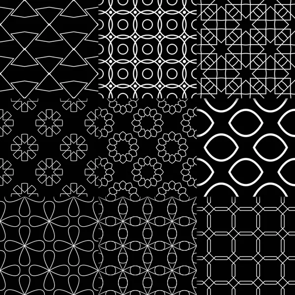 Ornements Géométriques Noirs Blancs Collection Motifs Classiques Sans Couture Pour — Image vectorielle