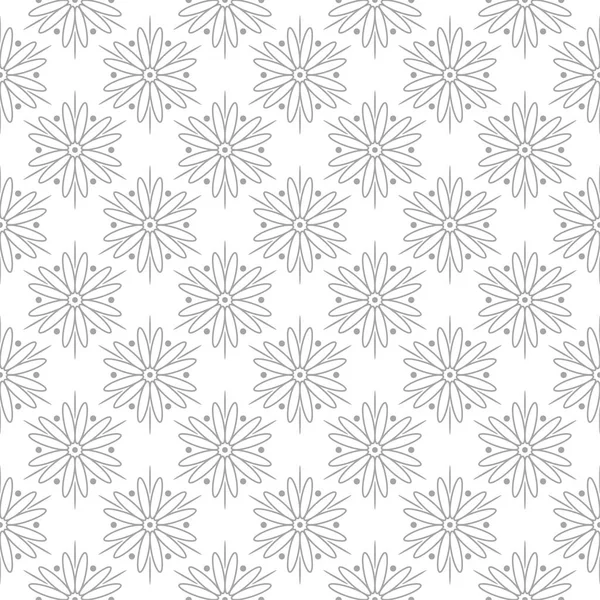 Luz Ornamento Floral Cinza Fundo Branco Padrão Sem Costura Para — Vetor de Stock