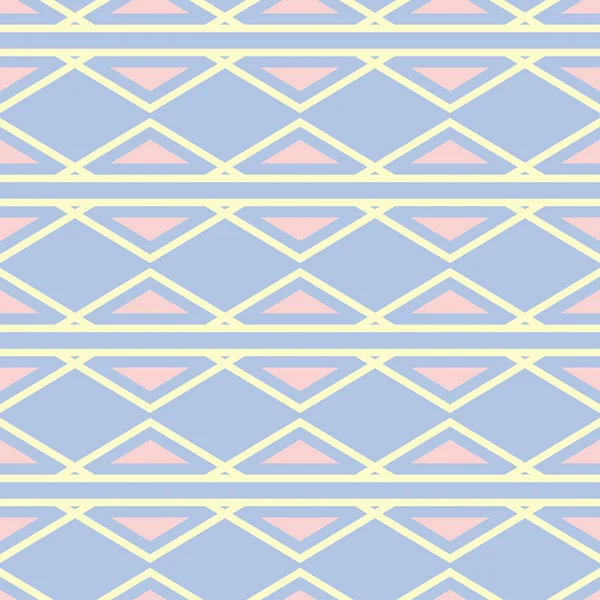 Геометричний синій безшовний візерунок з бежевими і рожевими елементами — стоковий вектор