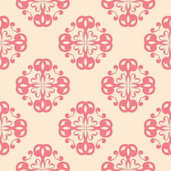Bej renkli arka plan üzerinde kırmızı çiçekli süs. Tekstil ve duvar kağıtları için seamless modeli