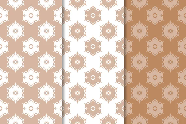 Kahverengi çiçek süsler. Tekstil ve duvar kağıtları için dikey Dikişsiz desen seti