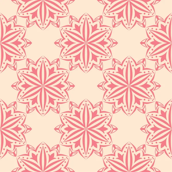 Bej renkli arka plan üzerinde kırmızı çiçekli süs. Tekstil ve duvar kağıtları için seamless modeli