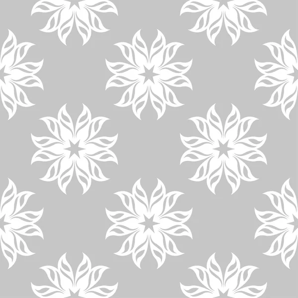 Gri arka plan üzerinde beyaz çiçek süsleme. Tekstil ve duvar kağıtları için seamless modeli
