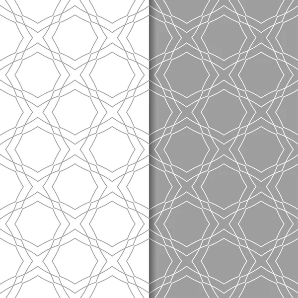 Gri ve beyaz geometrik süsler. Web, Tekstil ve duvar kağıtları için dikişsiz desen seti