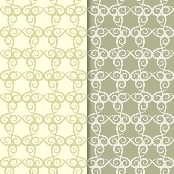 Zeytin yeşili çiçek süs arka planlar. Tekstil ve duvar kağıtları için dikişsiz desen seti