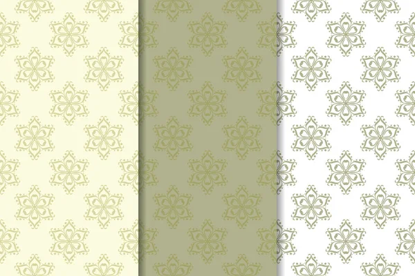 Zeytin yeşili kümesi çiçek süsler. Tekstil ve duvar kağıtları için dikişsiz desen