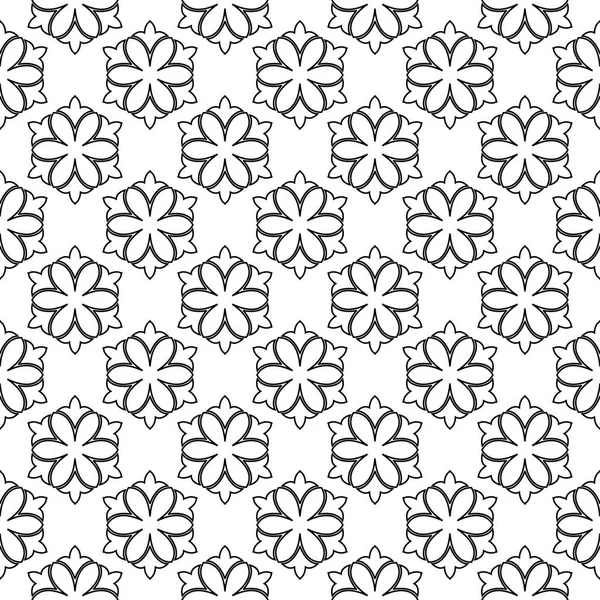 Kesintisiz beyaz zemin üzerine siyah çiçek süsleme. Tekstil ve duvar kağıtları için seamless modeli
