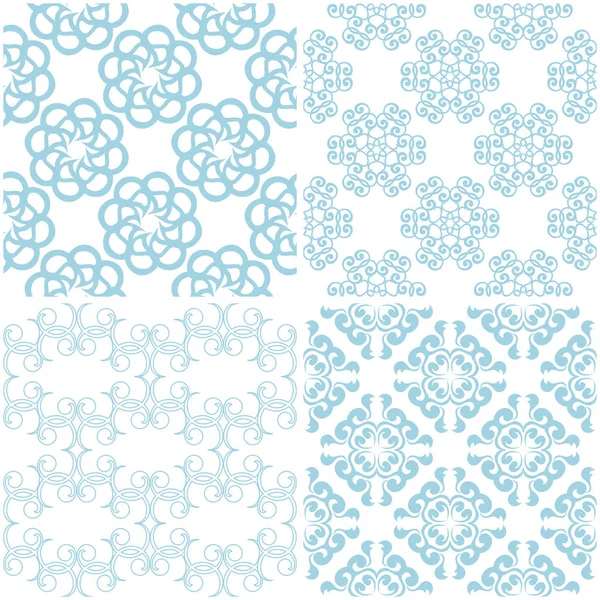 Çiçek desenleri. Beyaz ışık mavi öğeleri kümesi. Sorunsuz arka planlar. Vektör çizim