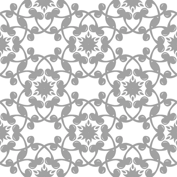 Adorno Floral Gris Claro Sobre Fondo Blanco Patrón Sin Costuras — Vector de stock