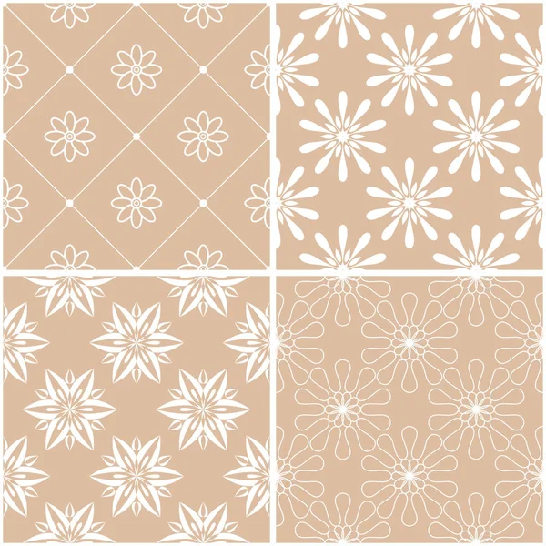 Çiçek desenleri. Sorunsuz arka plan bej ve beyaz dizi. Vektör çizim