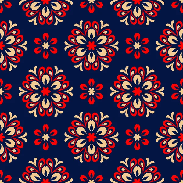 Sömlös Bakgrund Beige Och Rött Blommönster För Tapeter Och Textil — Stock vektor