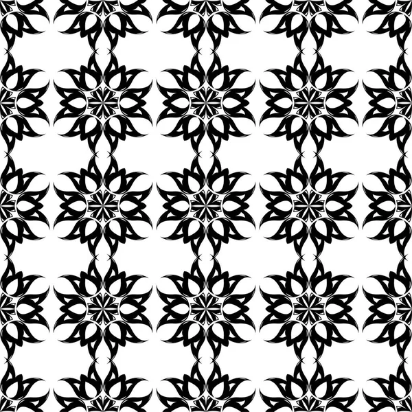 Siyah ve beyaz çiçek süsleme. Tekstil ve duvar kağıtları için seamless modeli