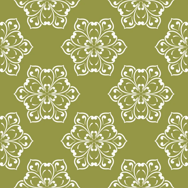 Beyaz çiçek zeytin yeşil zemin üzerine. Tekstil ve duvar kağıtları için seamless modeli