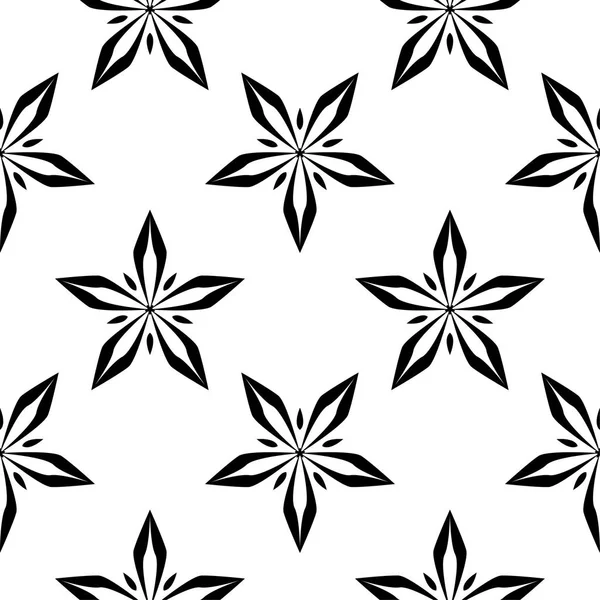 Beyaz arka planda siyah çiçek süsleme. Tekstil ve duvar kağıtları için seamless modeli