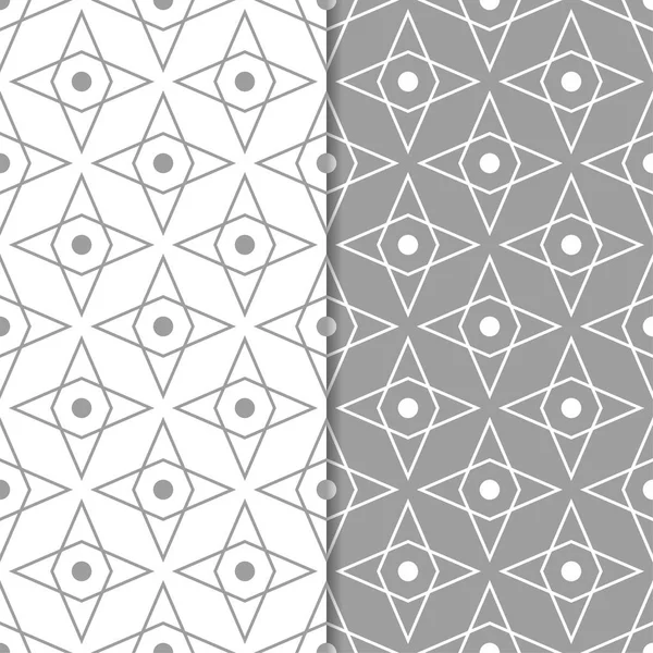 Gri ve beyaz geometrik süsler. Web, Tekstil ve duvar kağıtları için dikişsiz desen seti