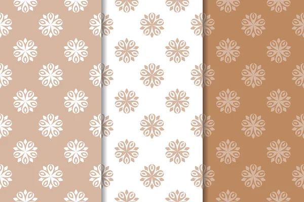 Kahverengi çiçek arka planlar. Tekstil ve duvar kağıtları için dikişsiz desen seti
