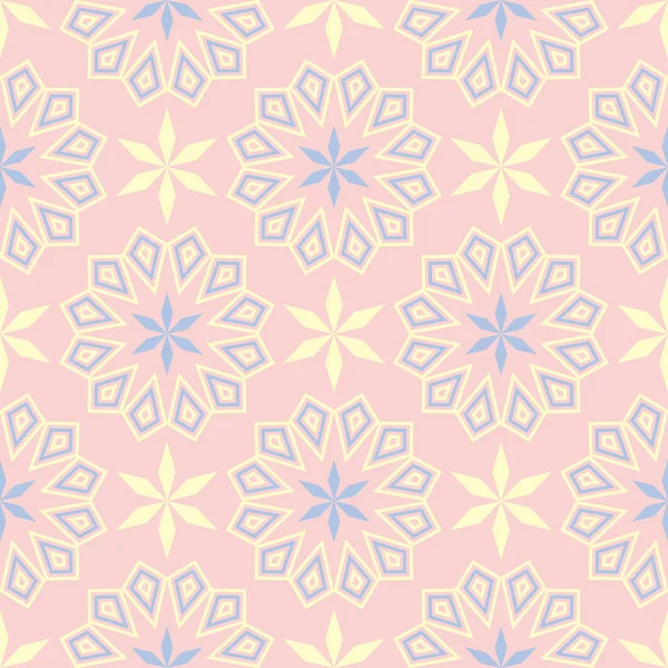 Geometrik seamless modeli. Soluk pembe arka plan duvar kağıtları, Tekstil ve kumaş için mavi ve bej elemanları ile